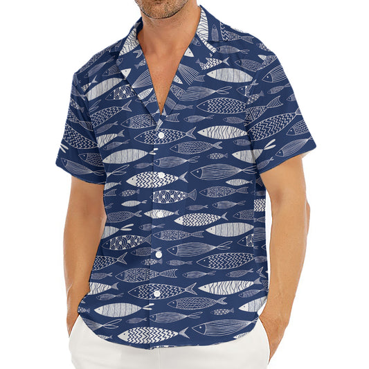 Ornamental Fish Pattern Print Men's Deep V-Neck Shirt