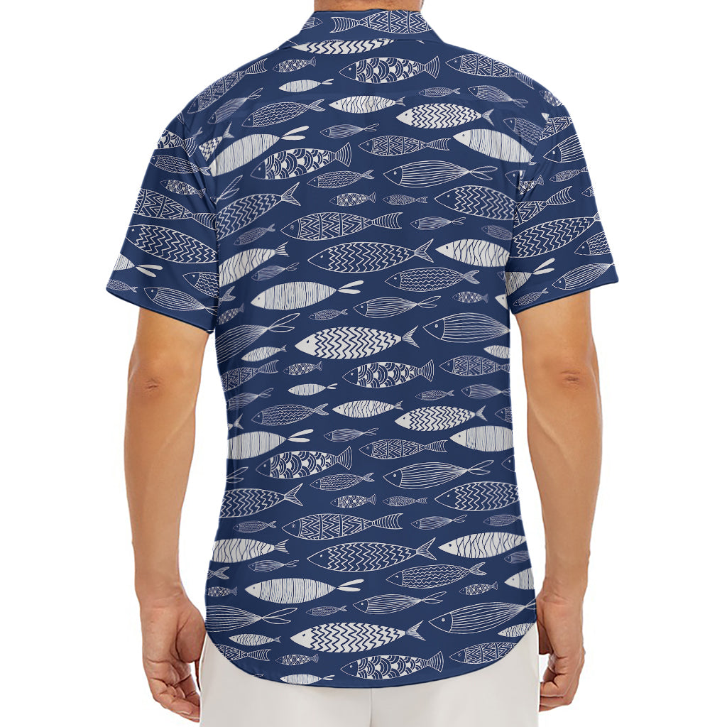 Ornamental Fish Pattern Print Men's Deep V-Neck Shirt