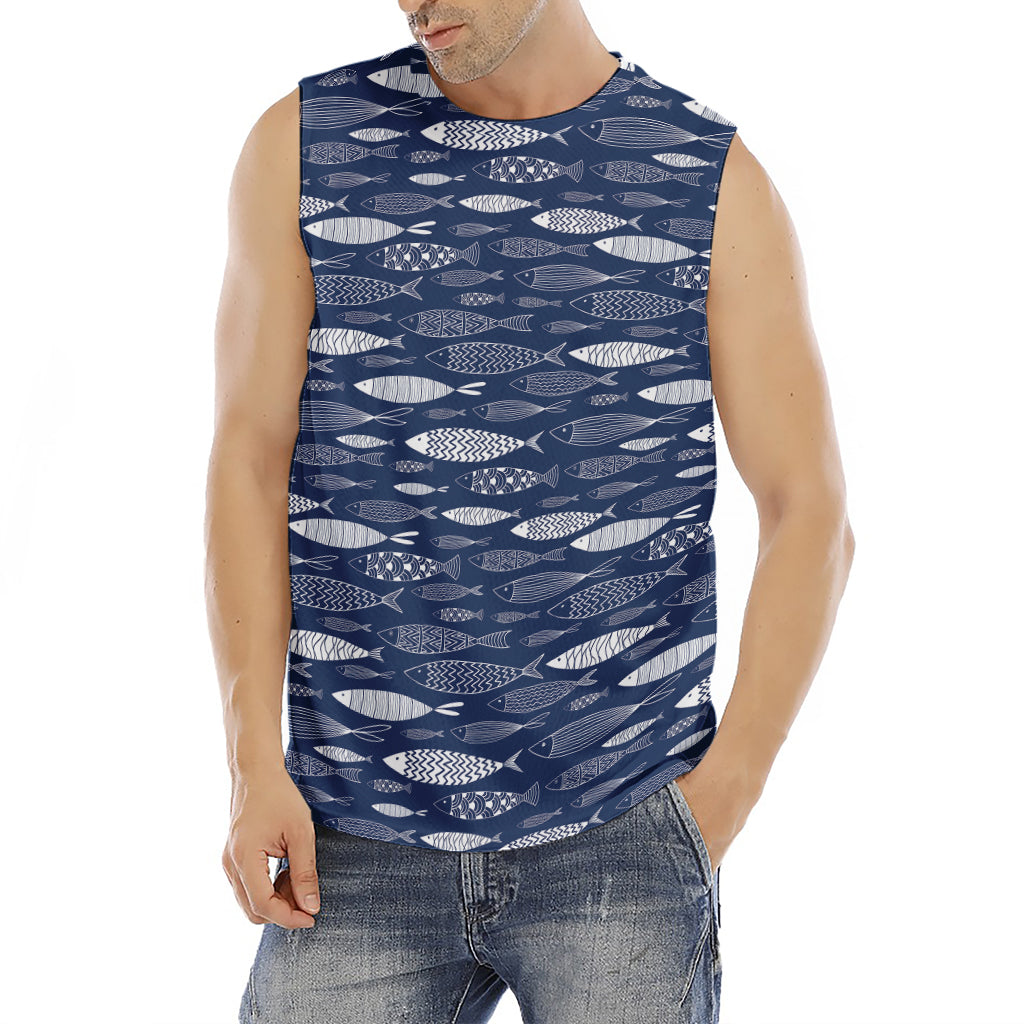 Ornamental Fish Pattern Print Men's Fitness Tank Top