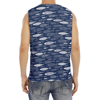 Ornamental Fish Pattern Print Men's Fitness Tank Top