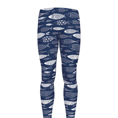 Ornamental Fish Pattern Print Men's leggings