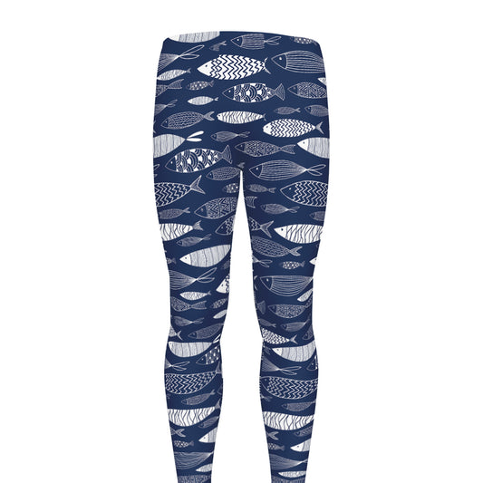 Ornamental Fish Pattern Print Men's leggings