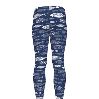 Ornamental Fish Pattern Print Men's leggings