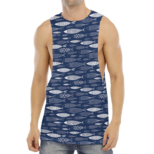 Ornamental Fish Pattern Print Men's Muscle Tank Top