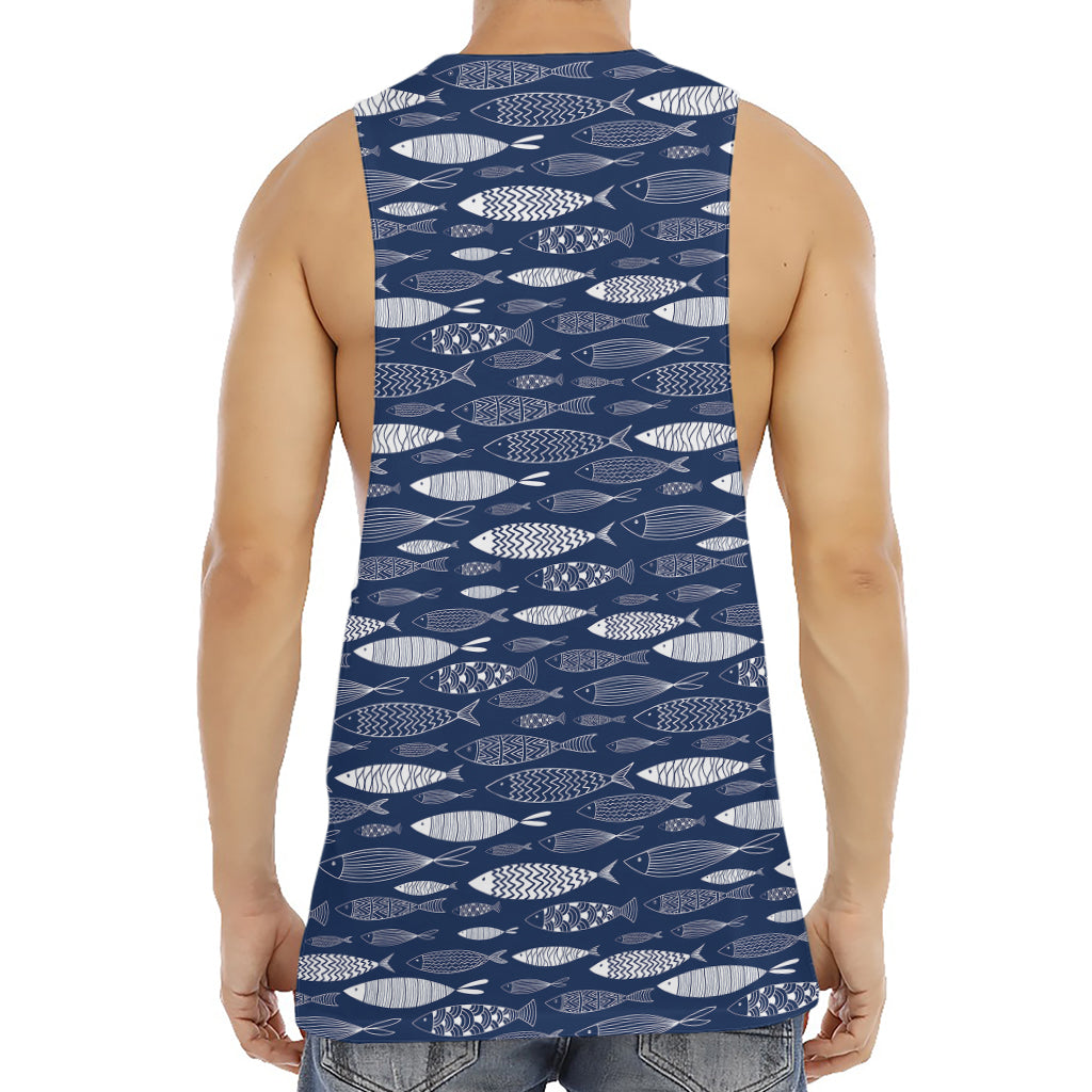 Ornamental Fish Pattern Print Men's Muscle Tank Top