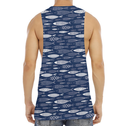 Ornamental Fish Pattern Print Men's Muscle Tank Top