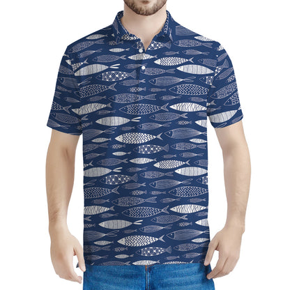 Ornamental Fish Pattern Print Men's Polo Shirt