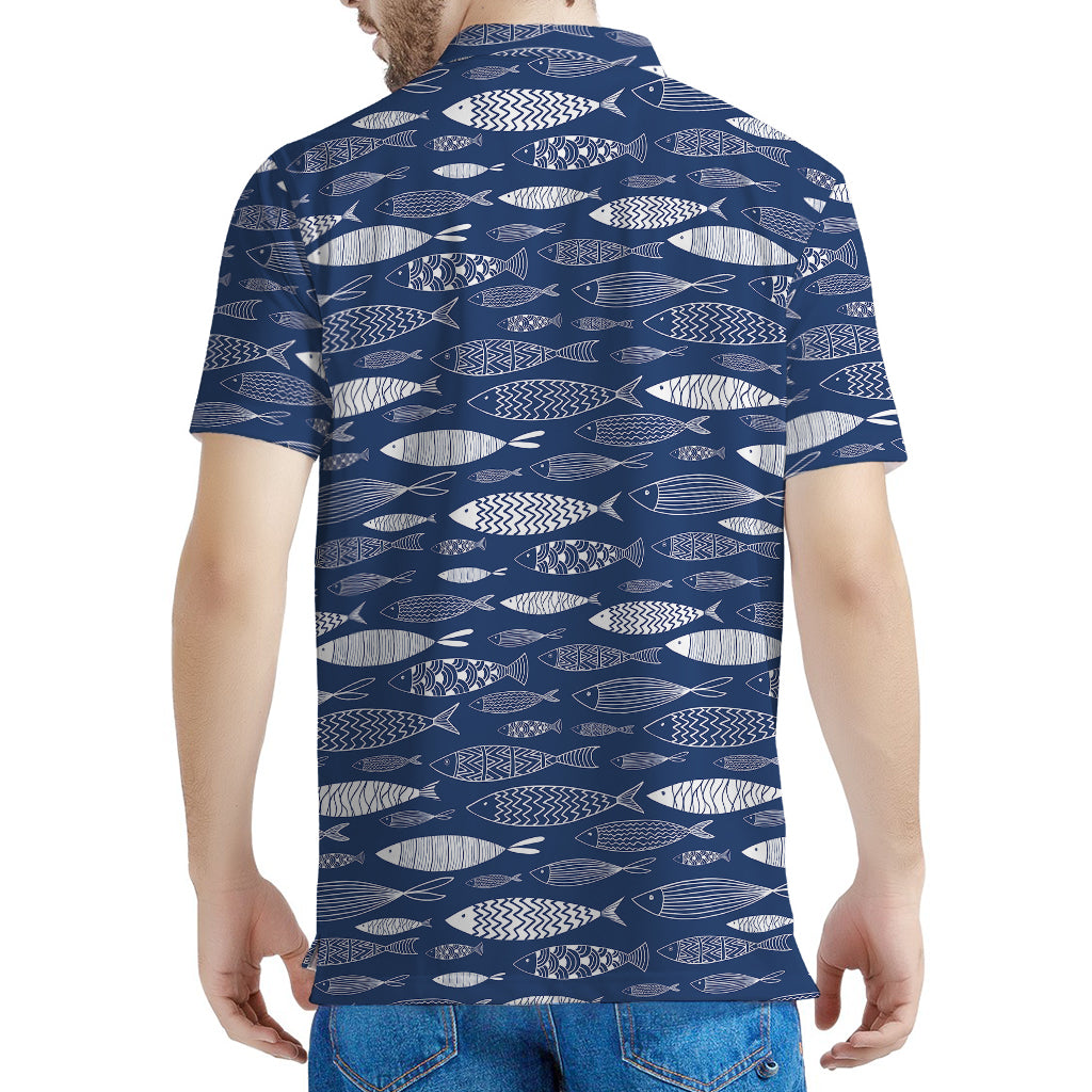 Ornamental Fish Pattern Print Men's Polo Shirt
