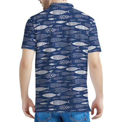 Ornamental Fish Pattern Print Men's Polo Shirt