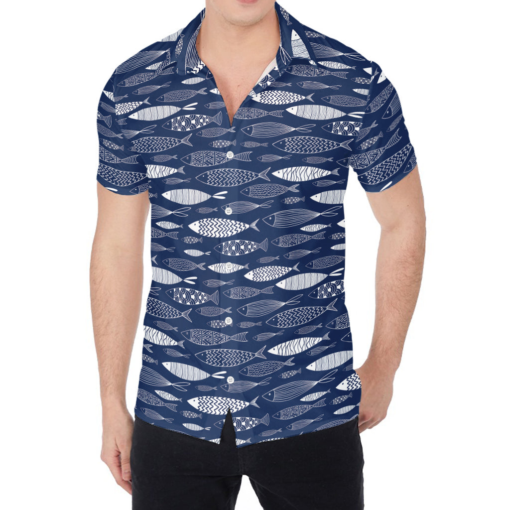 Ornamental Fish Pattern Print Men's Shirt