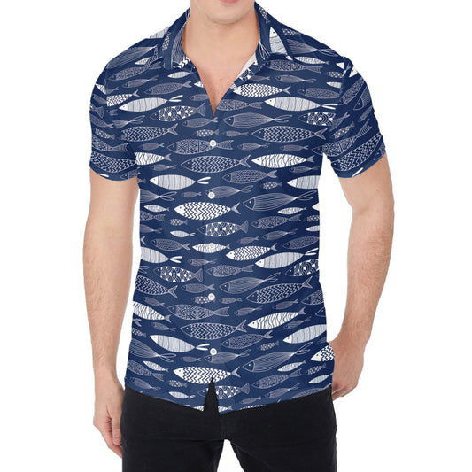 Ornamental Fish Pattern Print Men's Shirt