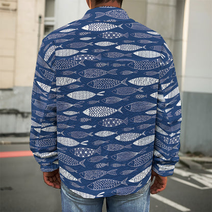 Ornamental Fish Pattern Print Men's Shirt Jacket