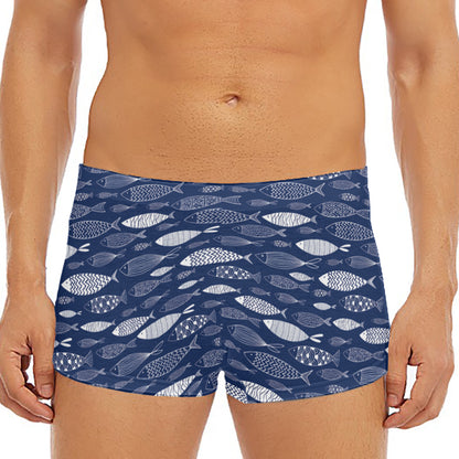 Ornamental Fish Pattern Print Men's Short Boxer Briefs