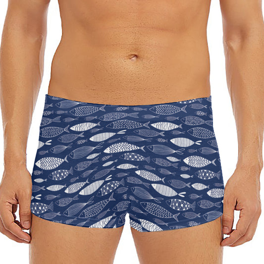 Ornamental Fish Pattern Print Men's Short Boxer Briefs