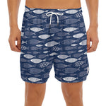 Ornamental Fish Pattern Print Men's Split Running Shorts