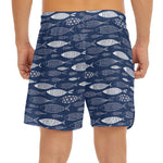 Ornamental Fish Pattern Print Men's Split Running Shorts
