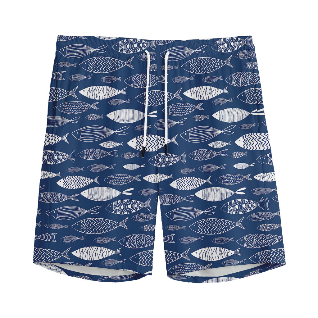 Ornamental Fish Pattern Print Men's Sports Shorts