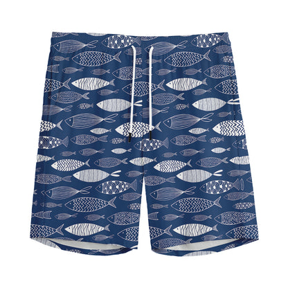 Ornamental Fish Pattern Print Men's Sports Shorts
