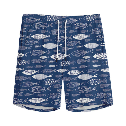 Ornamental Fish Pattern Print Men's Sports Shorts