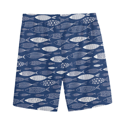 Ornamental Fish Pattern Print Men's Sports Shorts