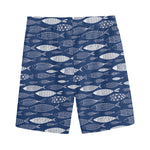Ornamental Fish Pattern Print Men's Sports Shorts