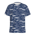 Ornamental Fish Pattern Print Men's Athletic T-Shirt