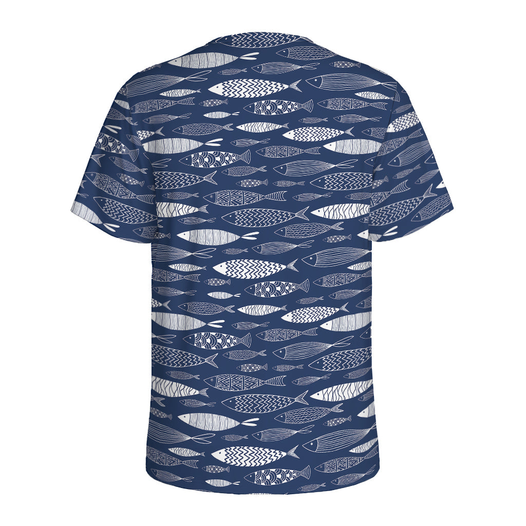 Ornamental Fish Pattern Print Men's Sports T-Shirt
