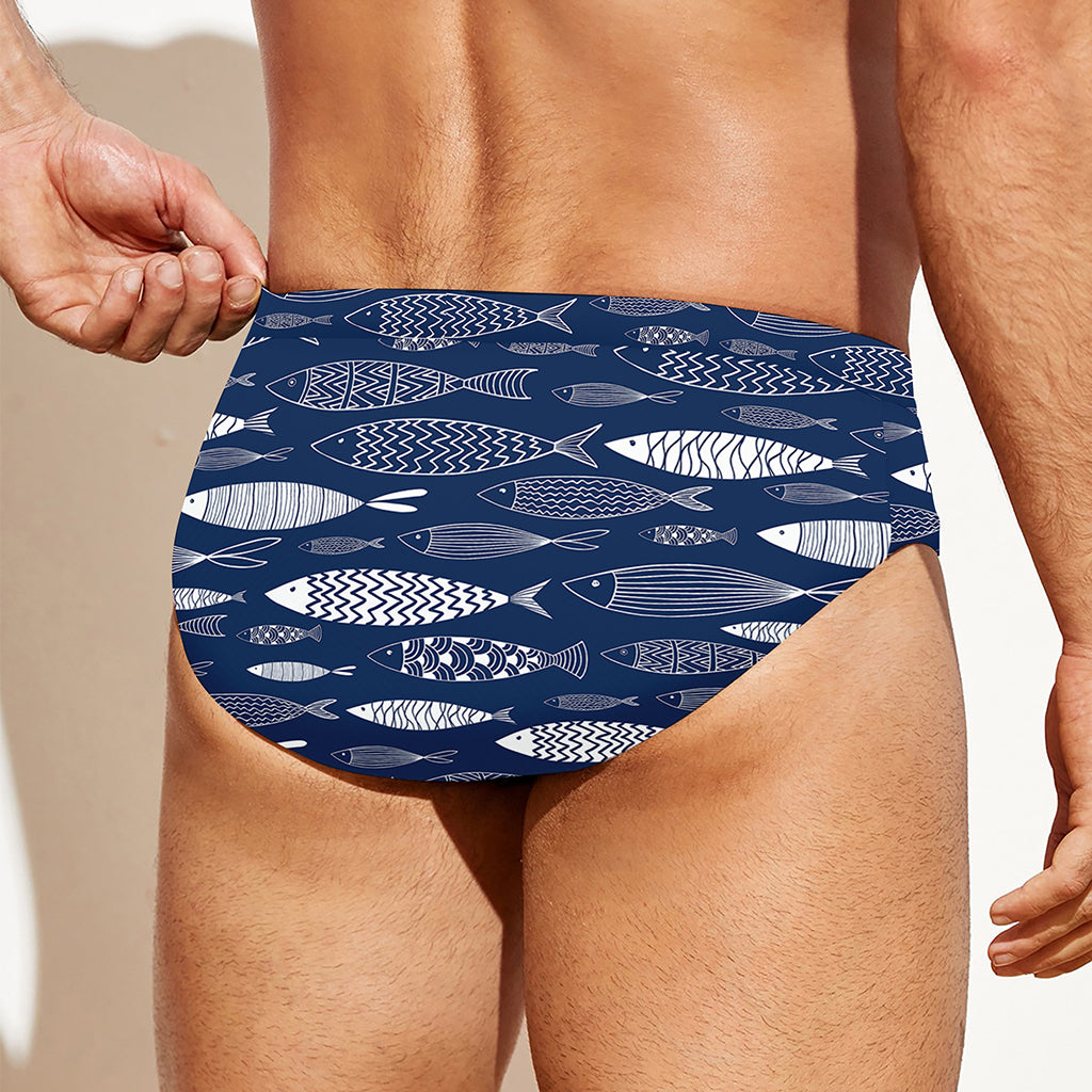 Ornamental Fish Pattern Print Men's Swim Briefs
