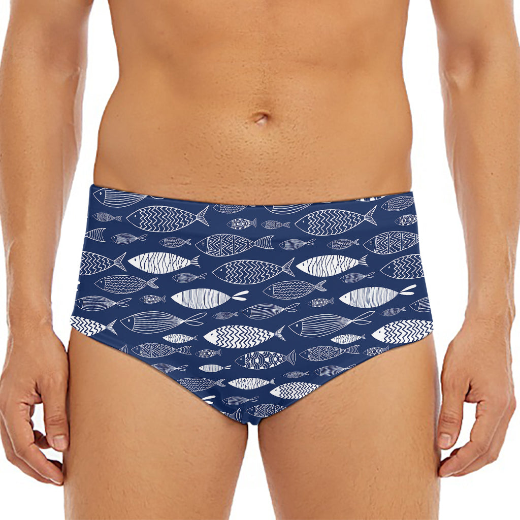 Ornamental Fish Pattern Print Men's Triangle Swim Briefs