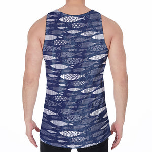 Ornamental Fish Pattern Print Men's Velvet Tank Top