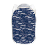 Ornamental Fish Pattern Print Mesh Laundry Hamper