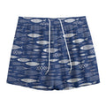 Ornamental Fish Pattern Print Mesh Shorts