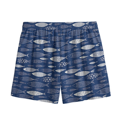 Ornamental Fish Pattern Print Mesh Shorts