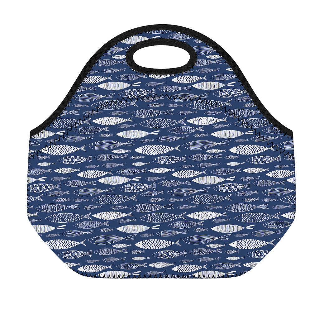 Ornamental Fish Pattern Print Neoprene Lunch Bag