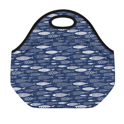 Ornamental Fish Pattern Print Neoprene Lunch Bag