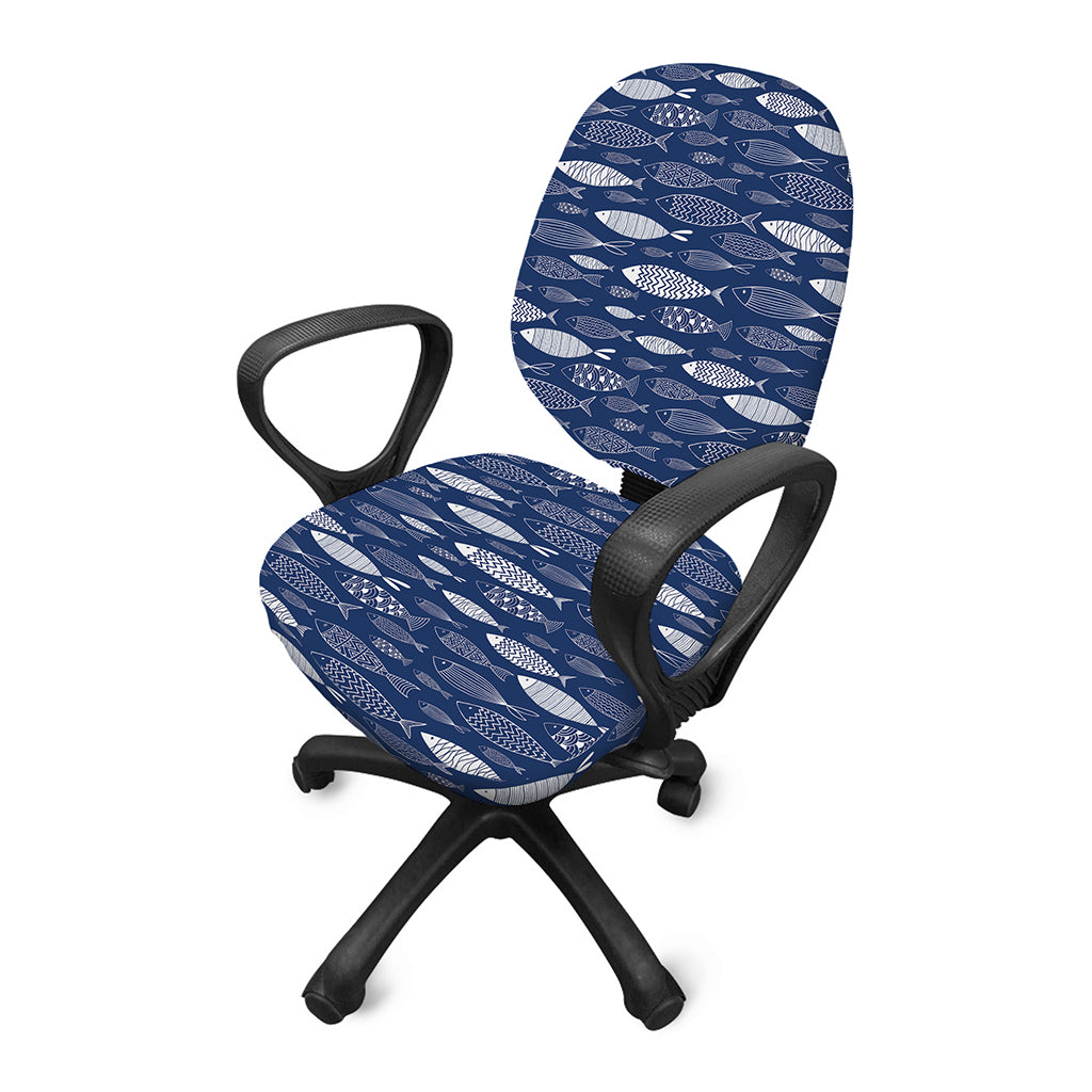 Ornamental Fish Pattern Print Office Chair Cover