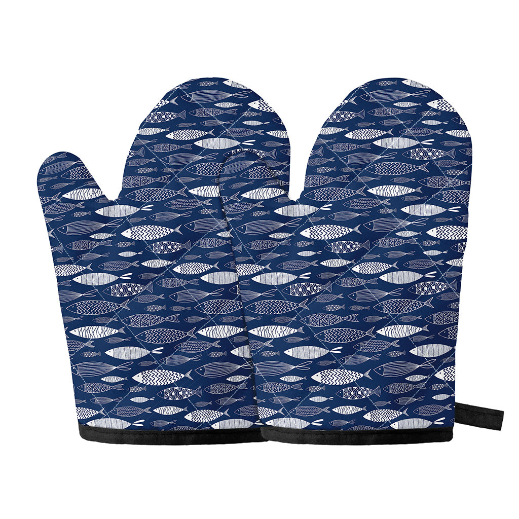 Ornamental Fish Pattern Print Oven Mitts