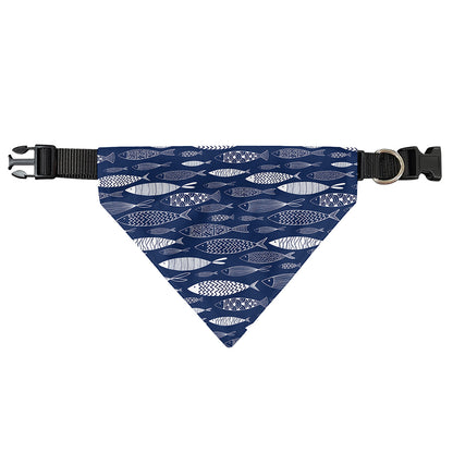 Ornamental Fish Pattern Print Over The Collar Dog Bandana