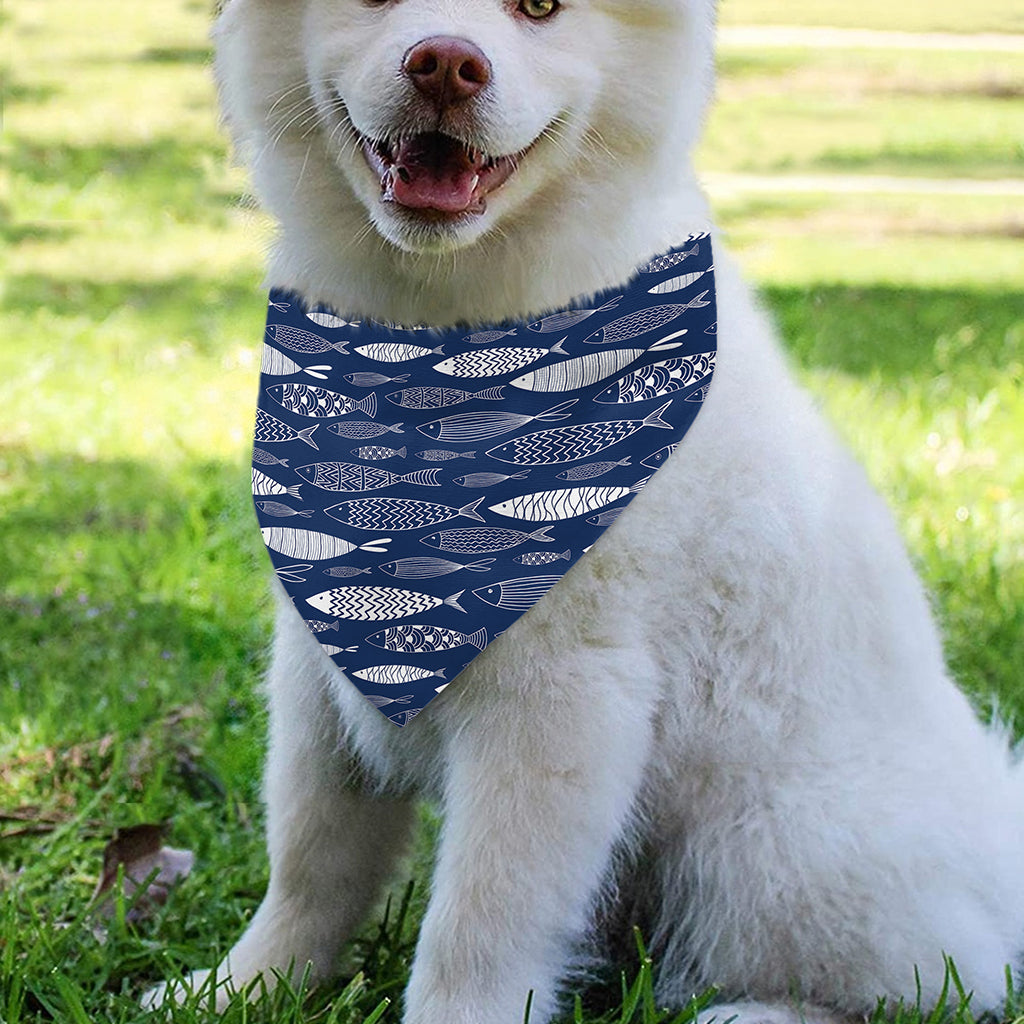 Ornamental Fish Pattern Print Over The Collar Dog Bandana