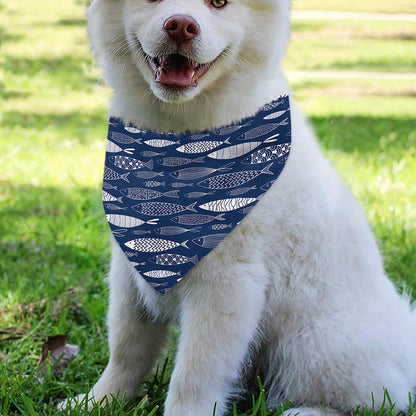 Ornamental Fish Pattern Print Over The Collar Dog Bandana