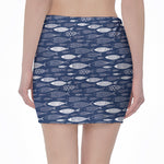 Ornamental Fish Pattern Print Pencil Mini Skirt