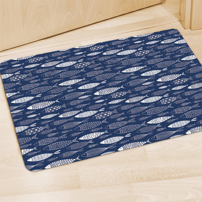 Ornamental Fish Pattern Print Polyester Doormat