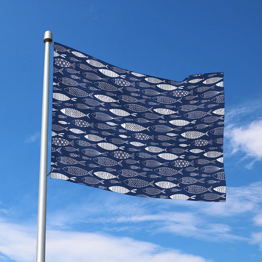 Ornamental Fish Pattern Print Polyester Flag