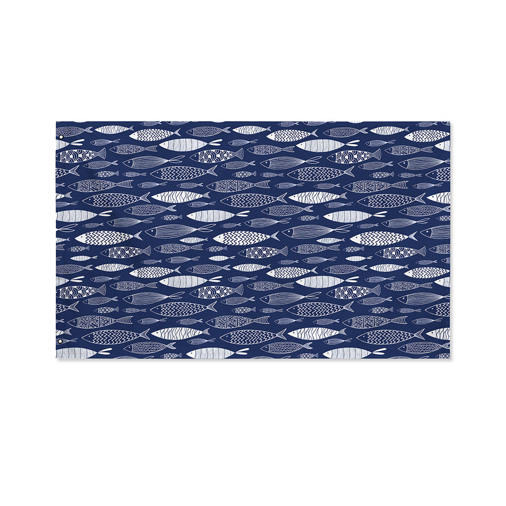 Ornamental Fish Pattern Print Polyester Flag