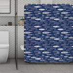 Ornamental Fish Pattern Print Polyester Shower Curtain