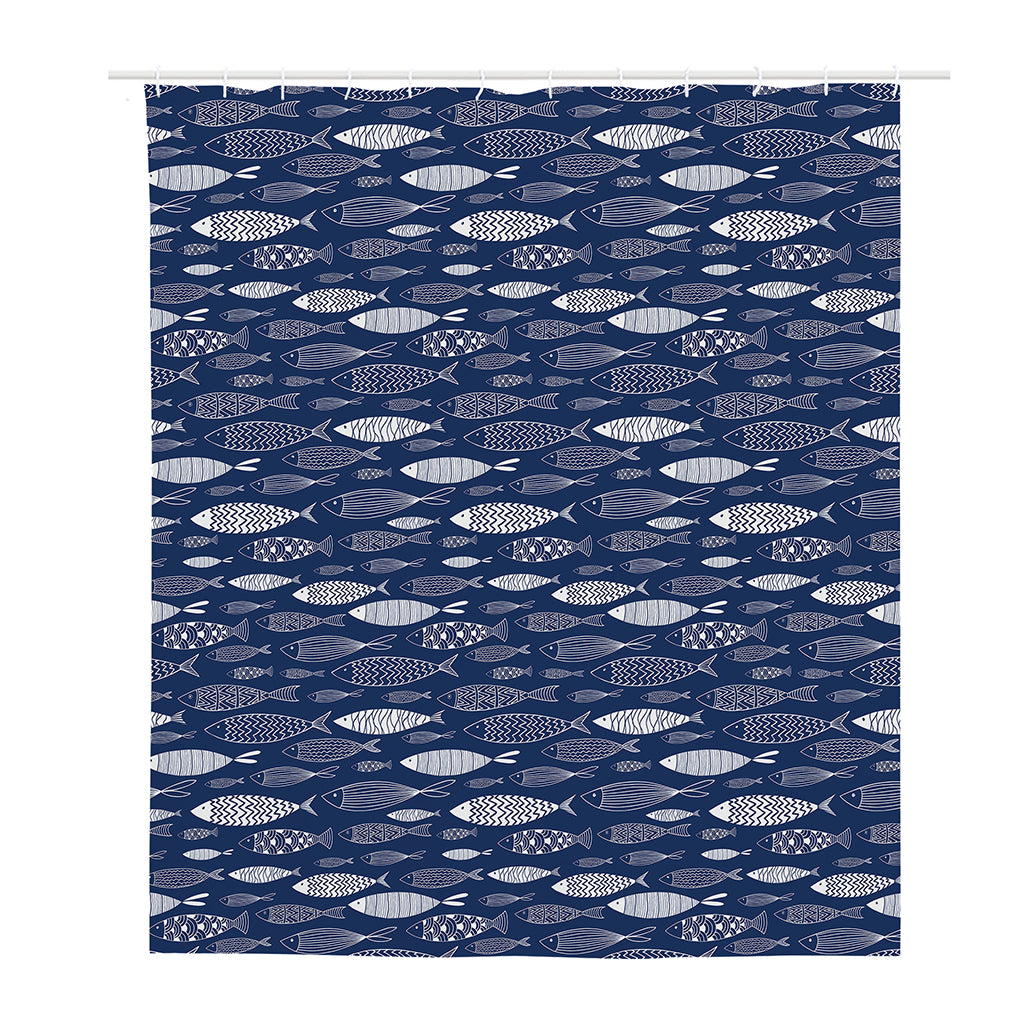 Ornamental Fish Pattern Print Polyester Shower Curtain