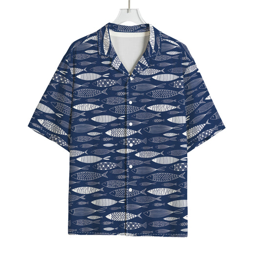 Ornamental Fish Pattern Print Rayon Hawaiian Shirt