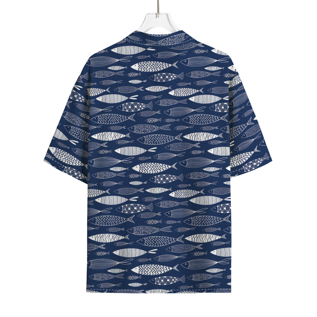 Ornamental Fish Pattern Print Rayon Hawaiian Shirt