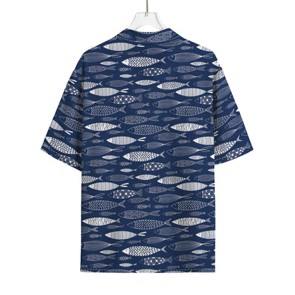 Ornamental Fish Pattern Print Rayon Hawaiian Shirt