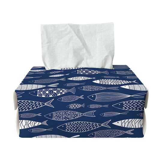 Ornamental Fish Pattern Print Rectangle Tissue Box Cover